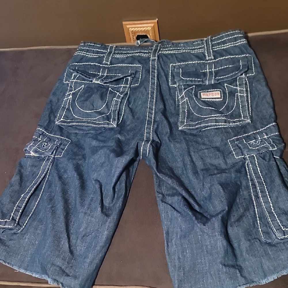 True Religion Dark Blue Denim Cargo Jean Short- Mens 30